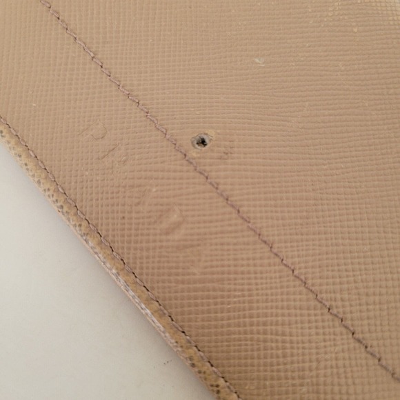 PRADA Beige Tan Leather Wallet Small Saffiano Card Case Holder Bifold - Picture 8 of 10